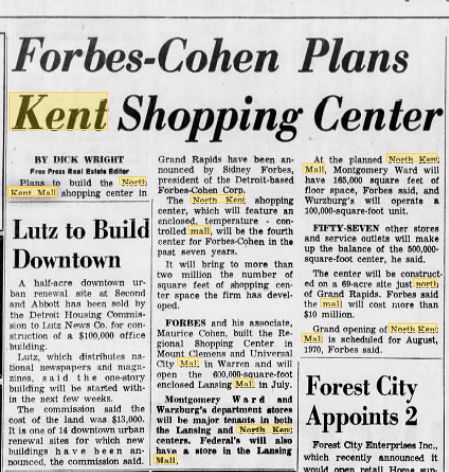 North Kent Mall - March 1969 Article On Planned Mall